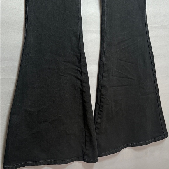 Free People Black Flare Jeans 27 High Rise Bell Bottom Stretch Denim - Picture 7 of 10